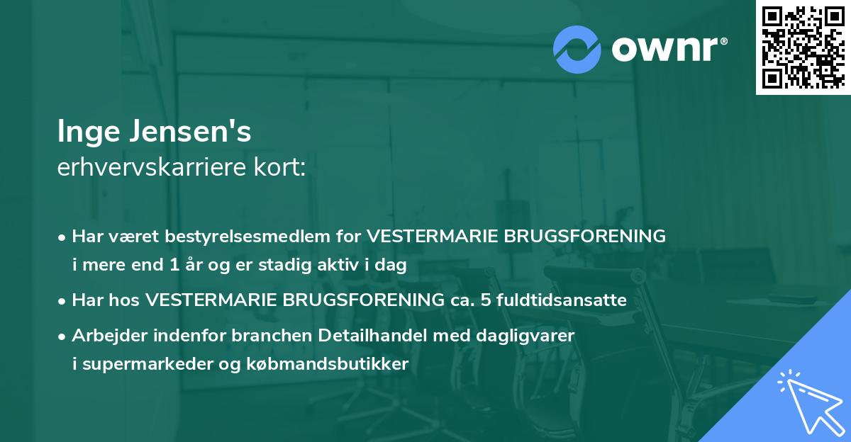 Inge Jensen's erhvervskarriere kort
