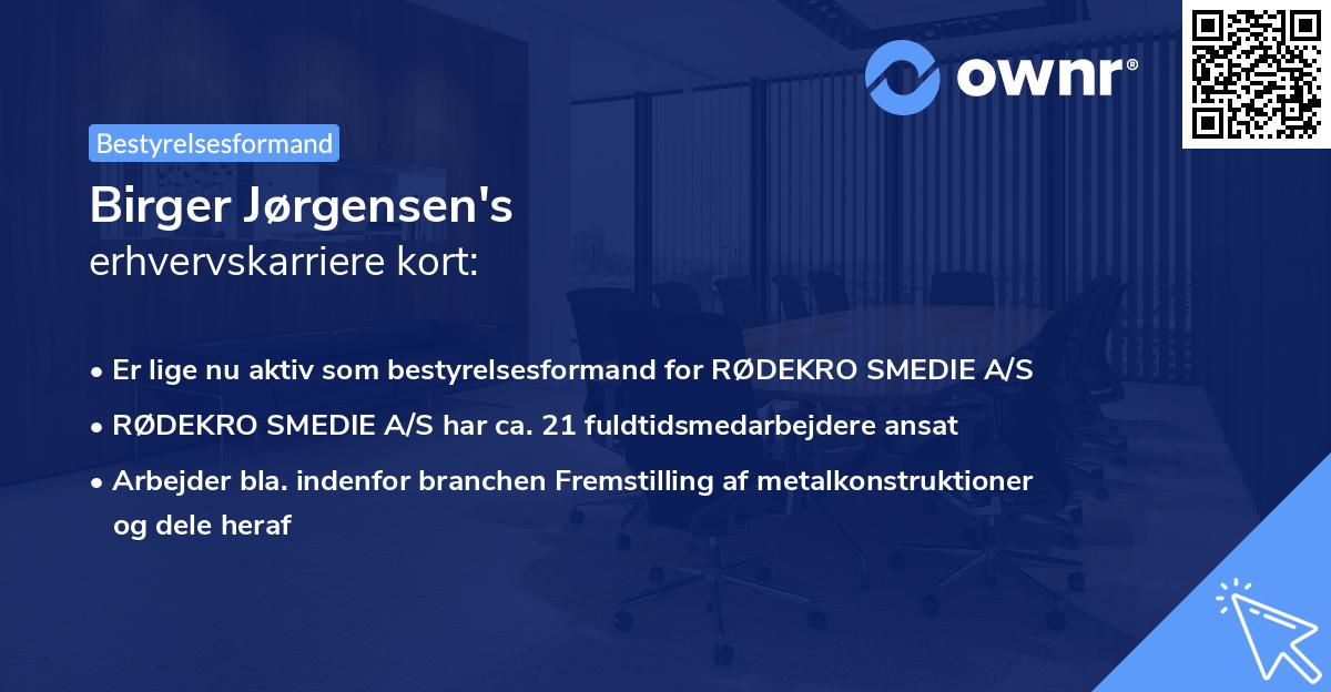 Birger Jørgensen's erhvervskarriere kort