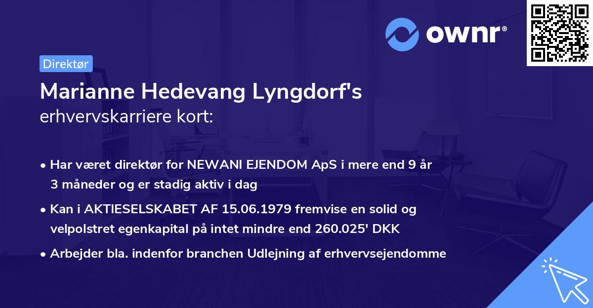 Marianne Hedevang Lyngdorf's erhvervskarriere kort