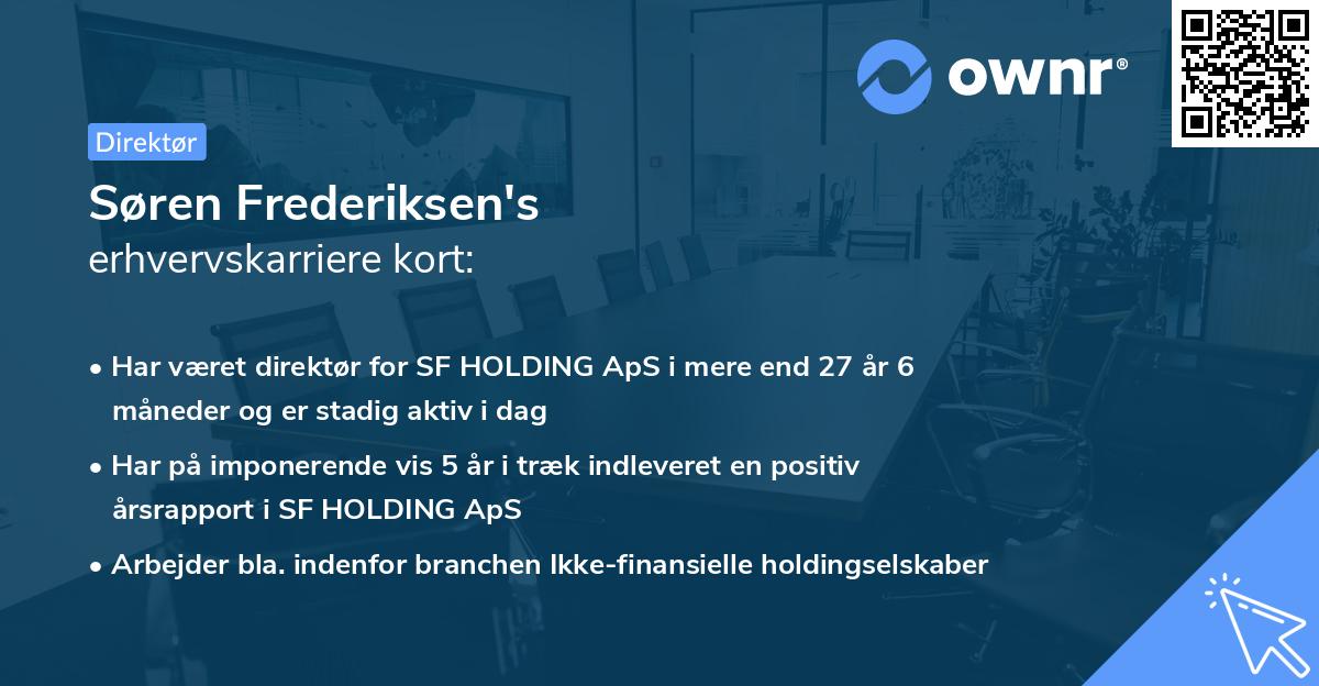 Søren Frederiksen's erhvervskarriere kort