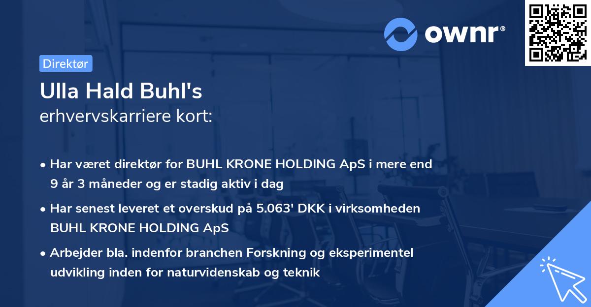 Ulla Hald Buhl's erhvervskarriere kort