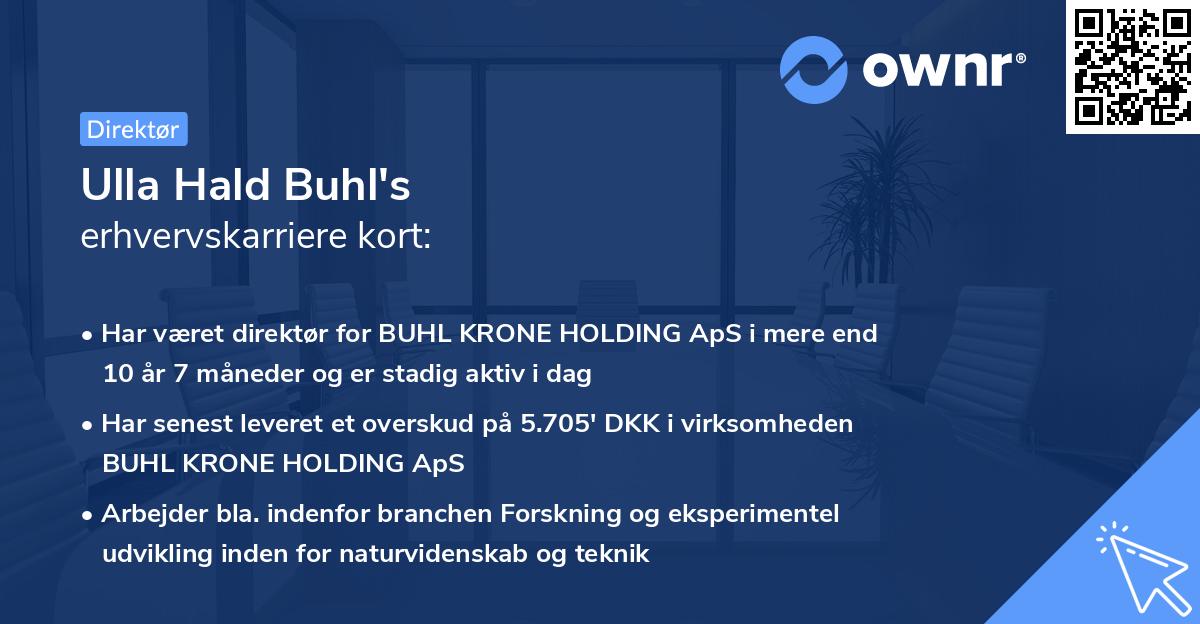 Ulla Hald Buhl's erhvervskarriere kort
