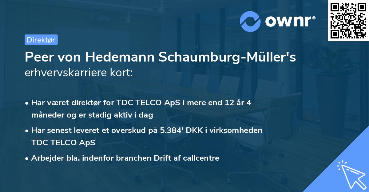 Peer von Hedemann Schaumburg-Müller's erhvervskarriere kort