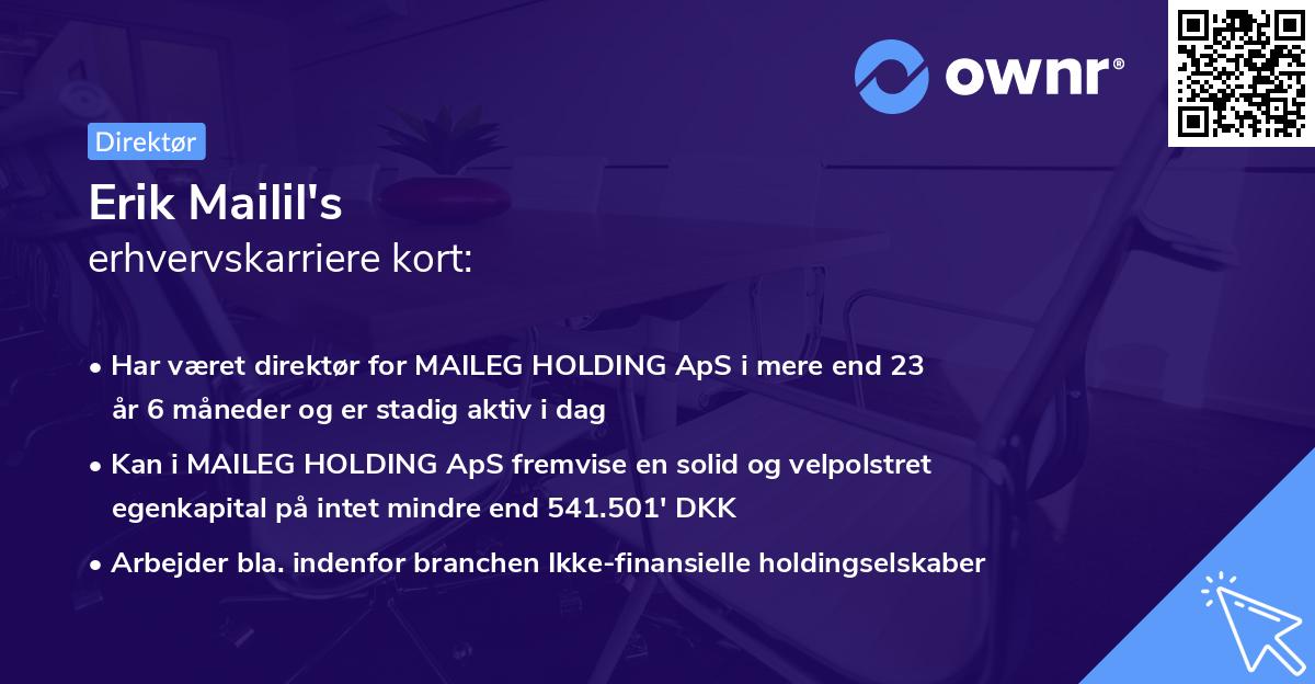 Erik Mailil's erhvervskarriere kort