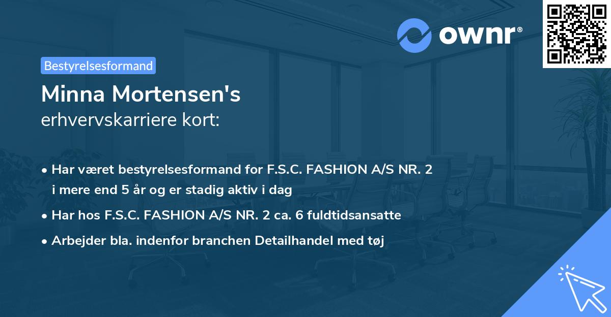 Minna Mortensen's erhvervskarriere kort