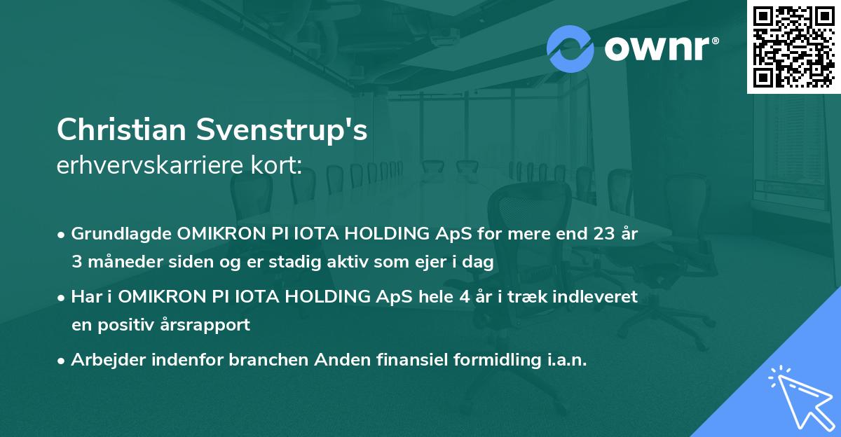 Christian Svenstrup's erhvervskarriere kort