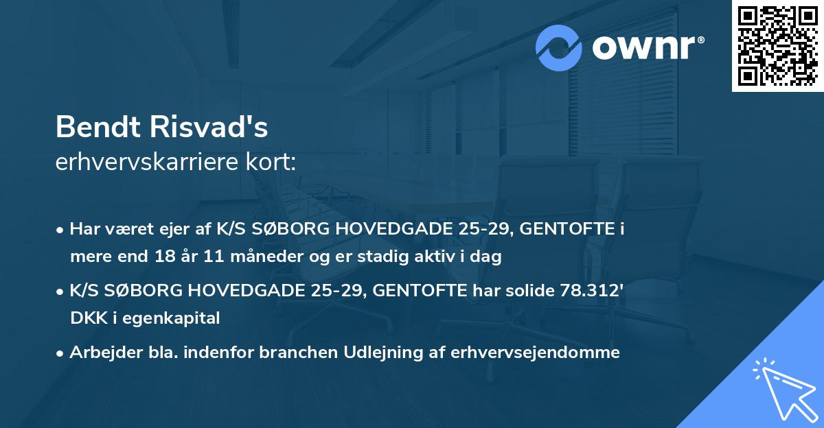 Bendt Risvad's erhvervskarriere kort