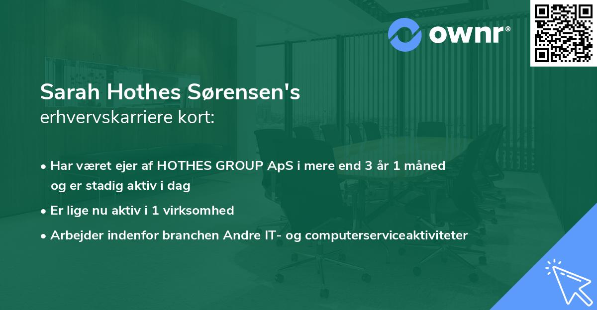 Sarah Hothes Sørensen's erhvervskarriere kort