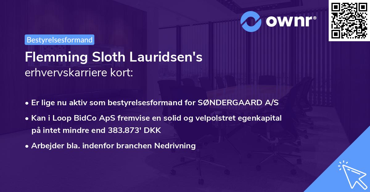 Flemming Sloth Lauridsen's erhvervskarriere kort