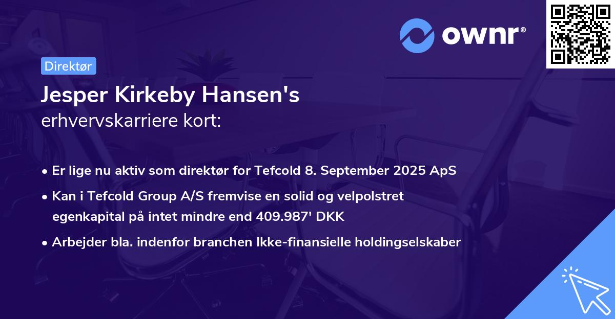 Jesper Kirkeby Hansen's erhvervskarriere kort
