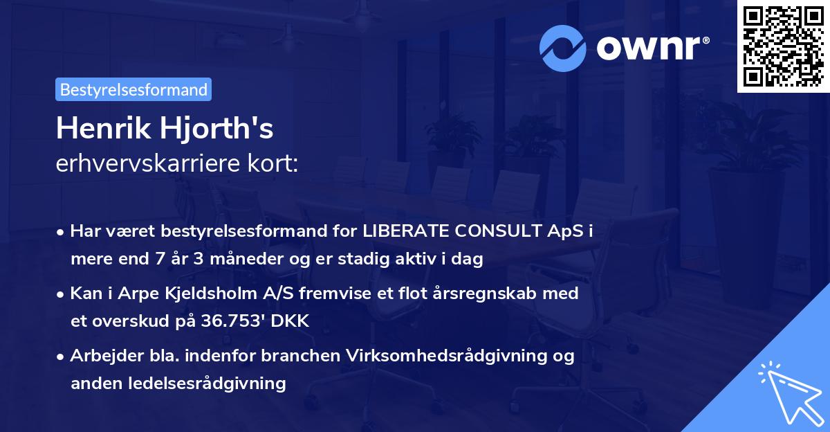 Henrik Hjorth's erhvervskarriere kort