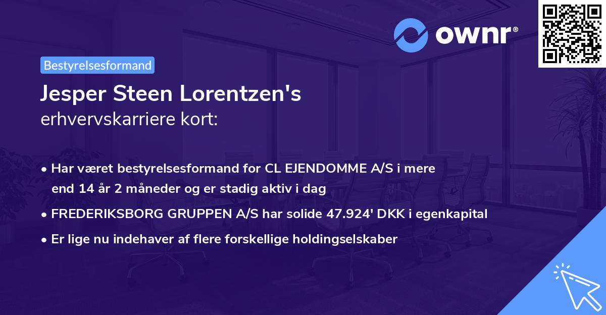 Jesper Steen Lorentzen's erhvervskarriere kort