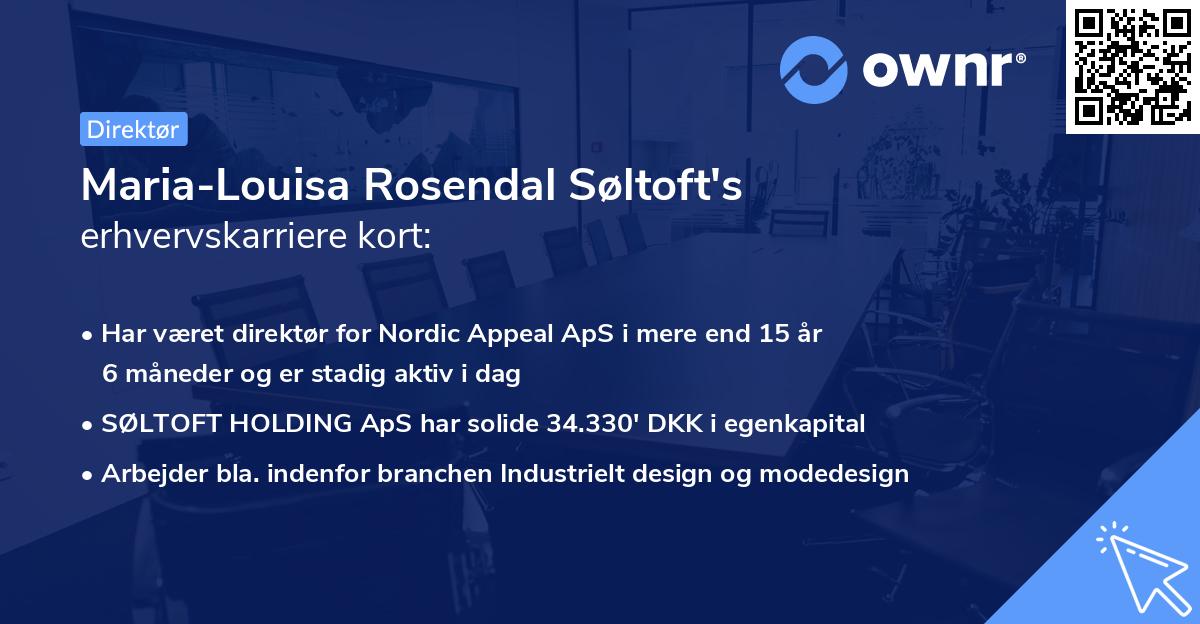 Maria-Louisa Rosendal Søltoft's erhvervskarriere kort
