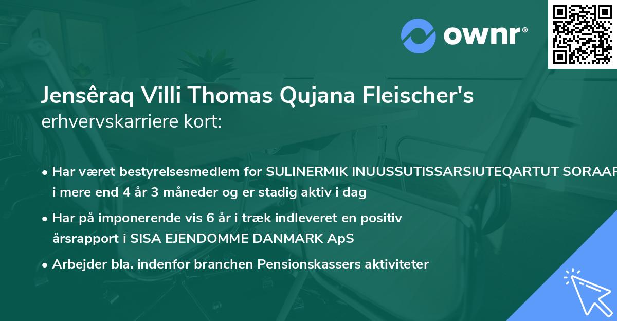 Jensêraq Villi Thomas Qujana Fleischer's erhvervskarriere kort