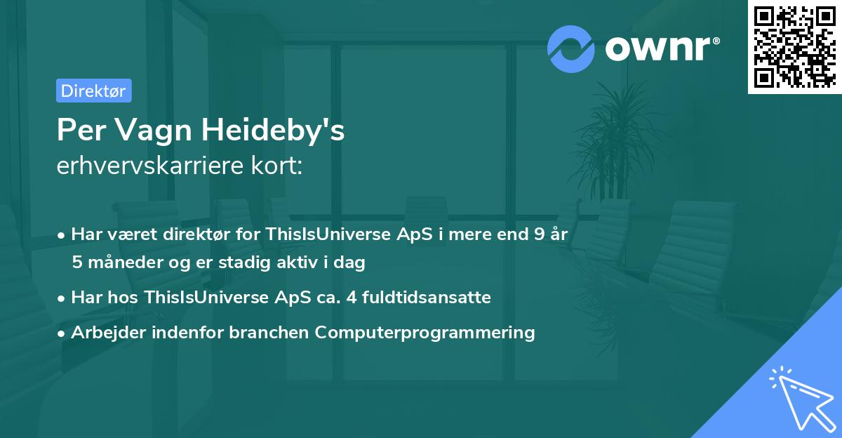 Per Vagn Heideby's erhvervskarriere kort