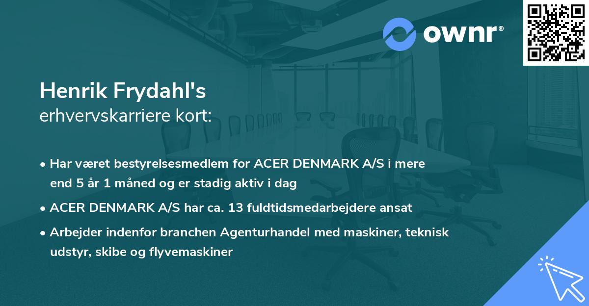 Henrik Frydahl's erhvervskarriere kort