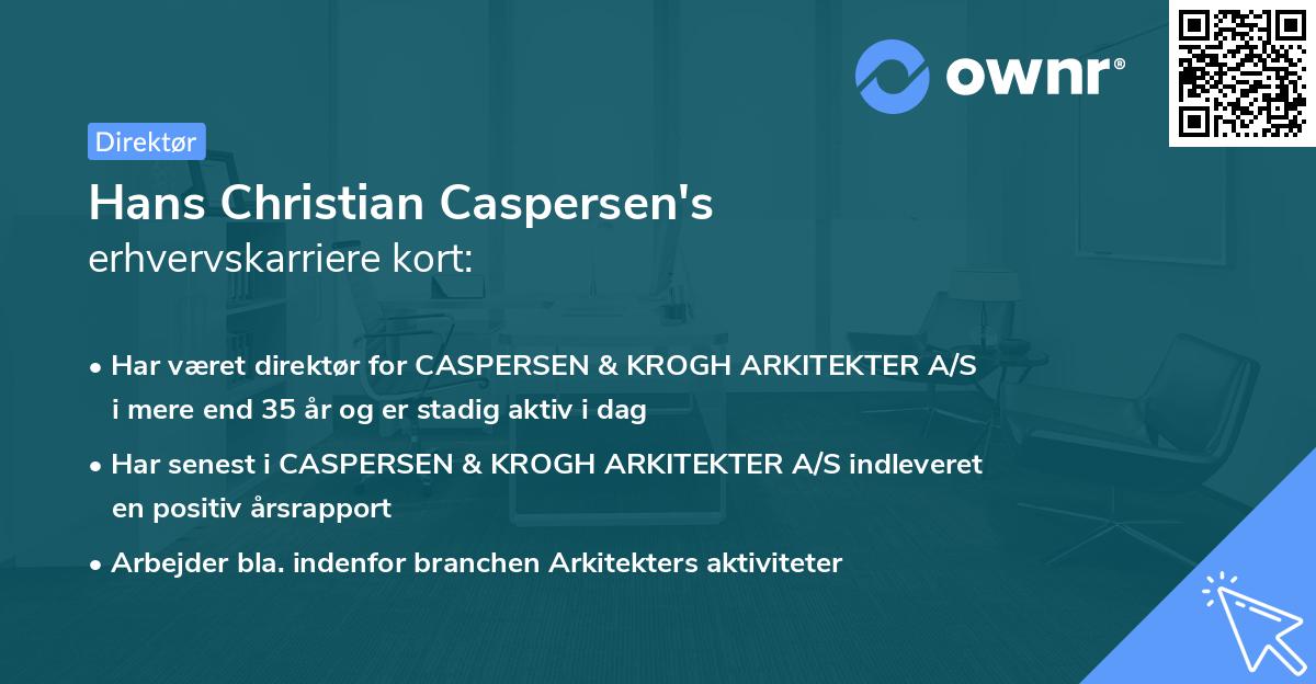 Hans Christian Caspersen's erhvervskarriere kort