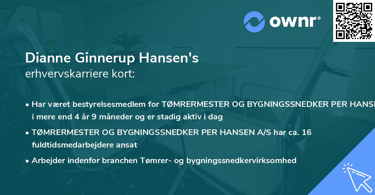 Dianne Ginnerup Hansen's erhvervskarriere kort