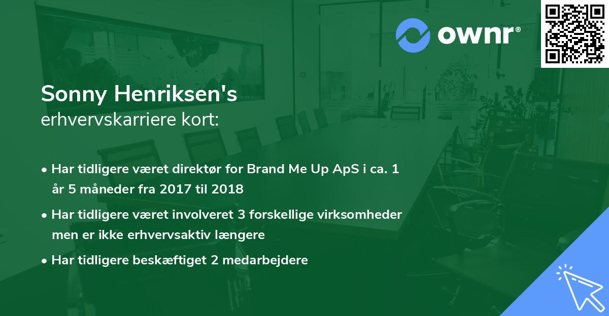 Sonny Henriksen's erhvervskarriere kort