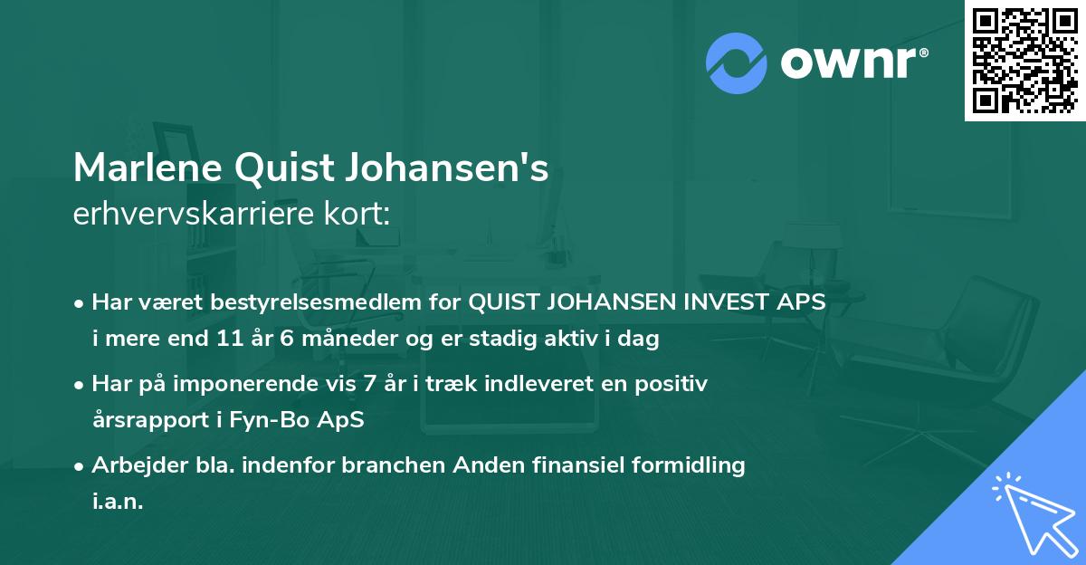 Marlene Quist Johansen's erhvervskarriere kort