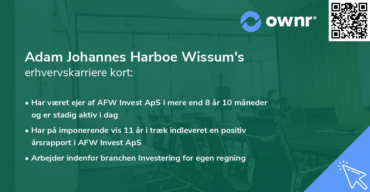 Adam Johannes Harboe Wissum's erhvervskarriere kort