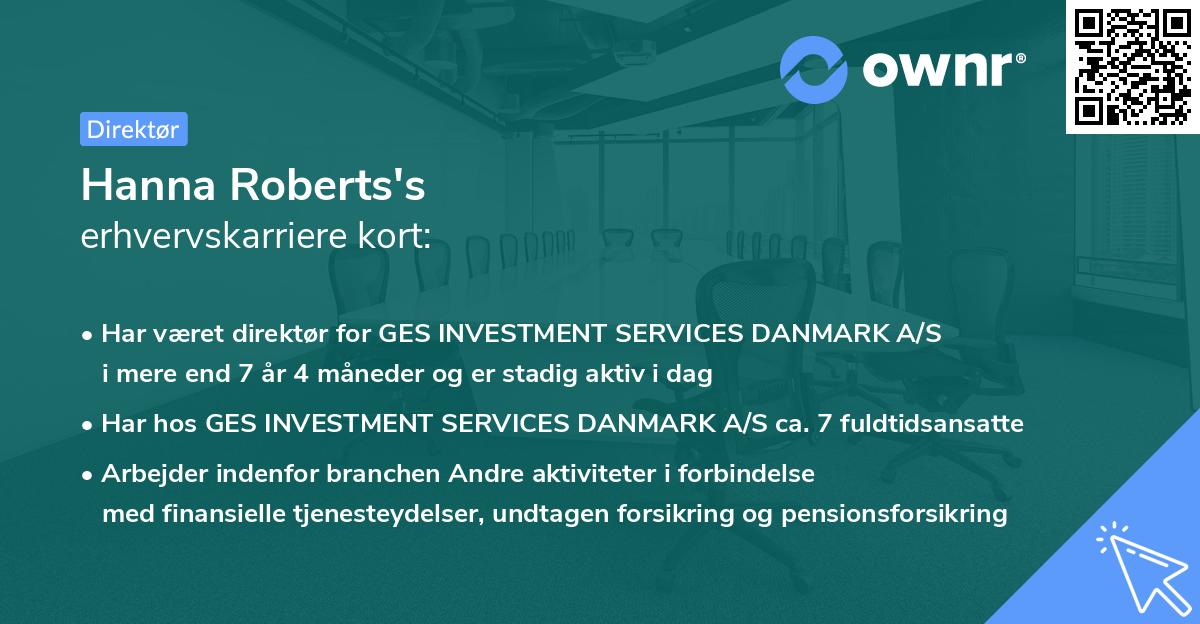 Hanna Roberts's erhvervskarriere kort