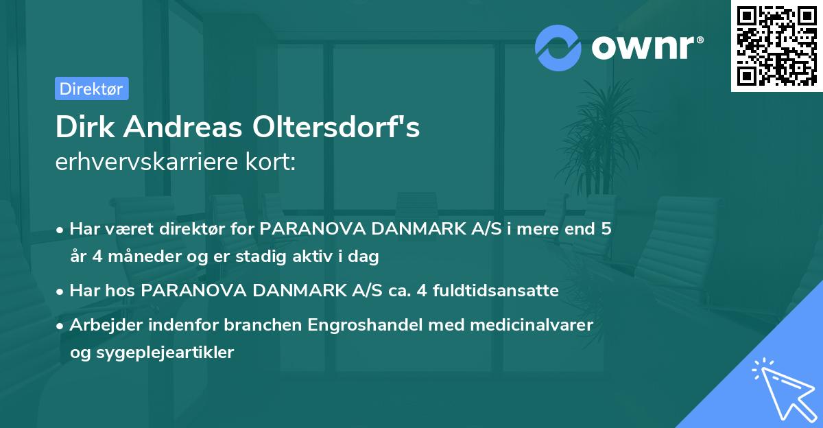 Dirk Andreas Oltersdorf's erhvervskarriere kort