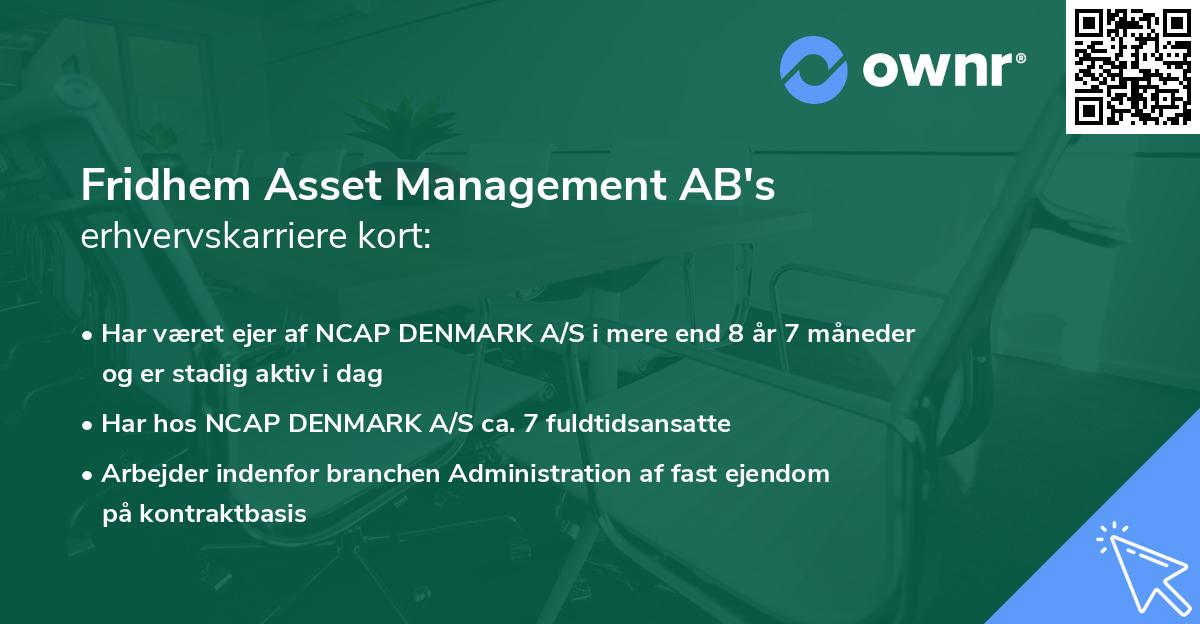 Fridhem Asset Management AB's erhvervskarriere kort