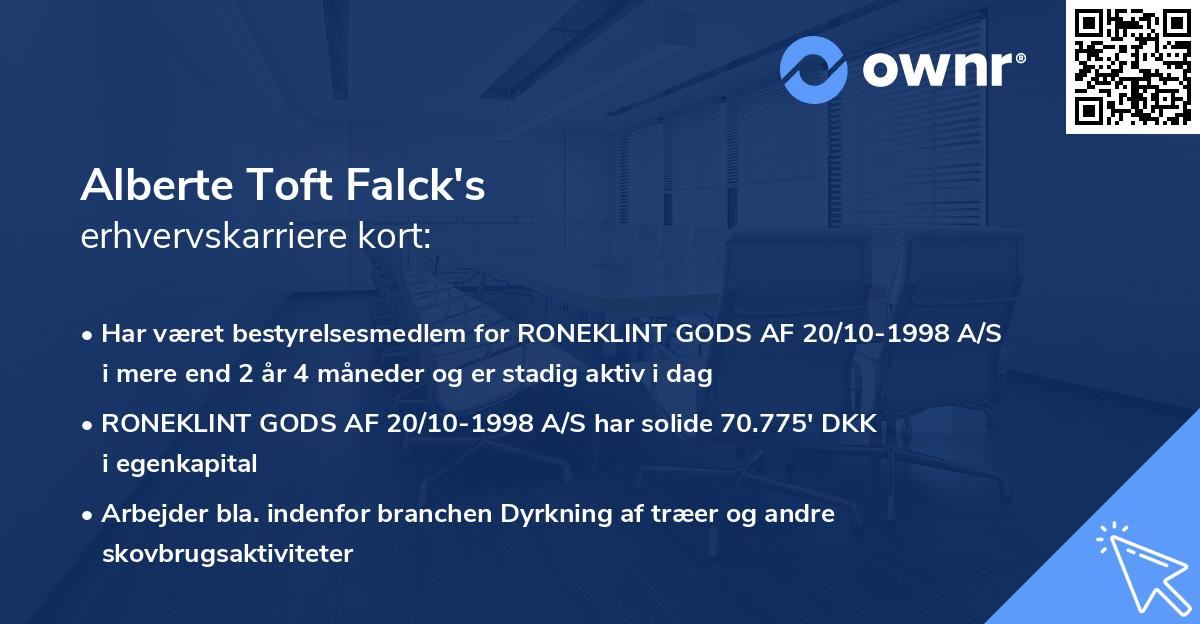 Alberte Toft Falck's erhvervskarriere kort