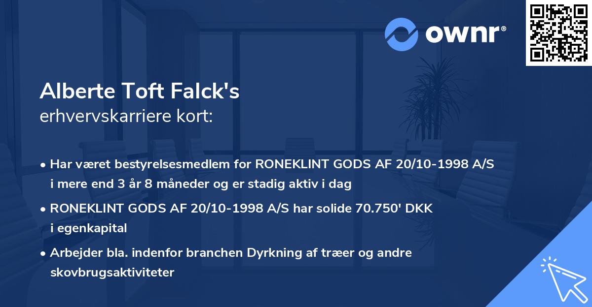 Alberte Toft Falck's erhvervskarriere kort