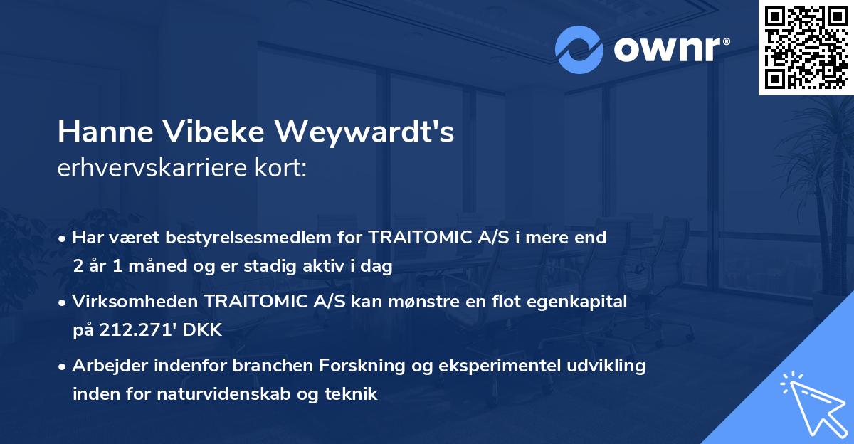 Hanne Vibeke Weywardt's erhvervskarriere kort