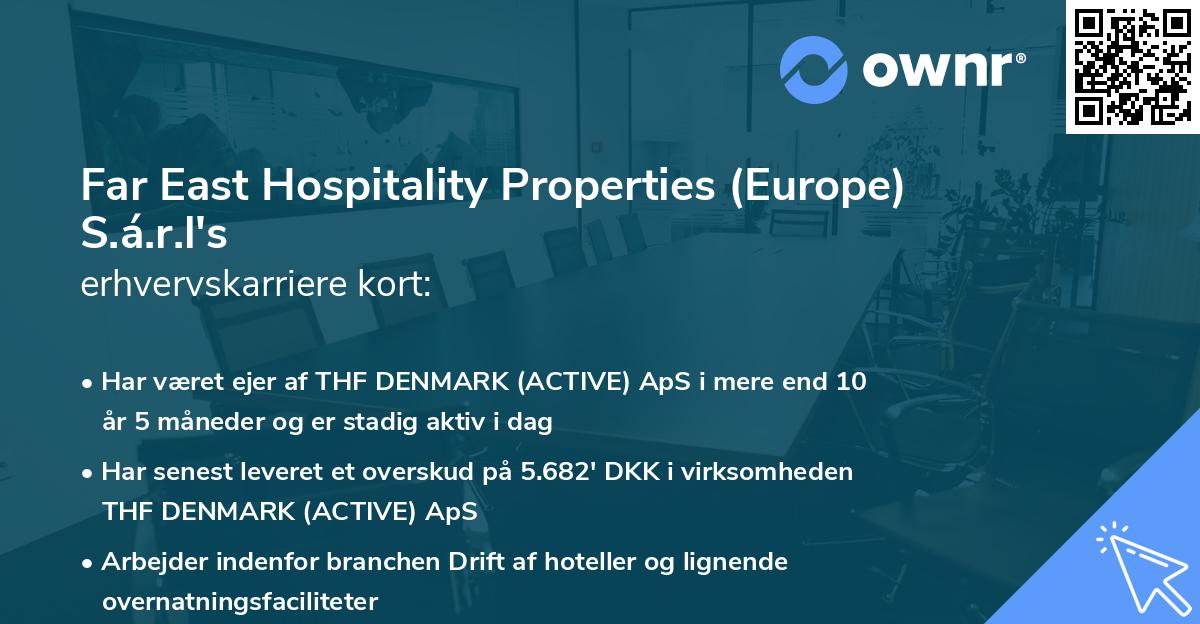 Far East Hospitality Properties (Europe) S.á.r.l's erhvervskarriere kort