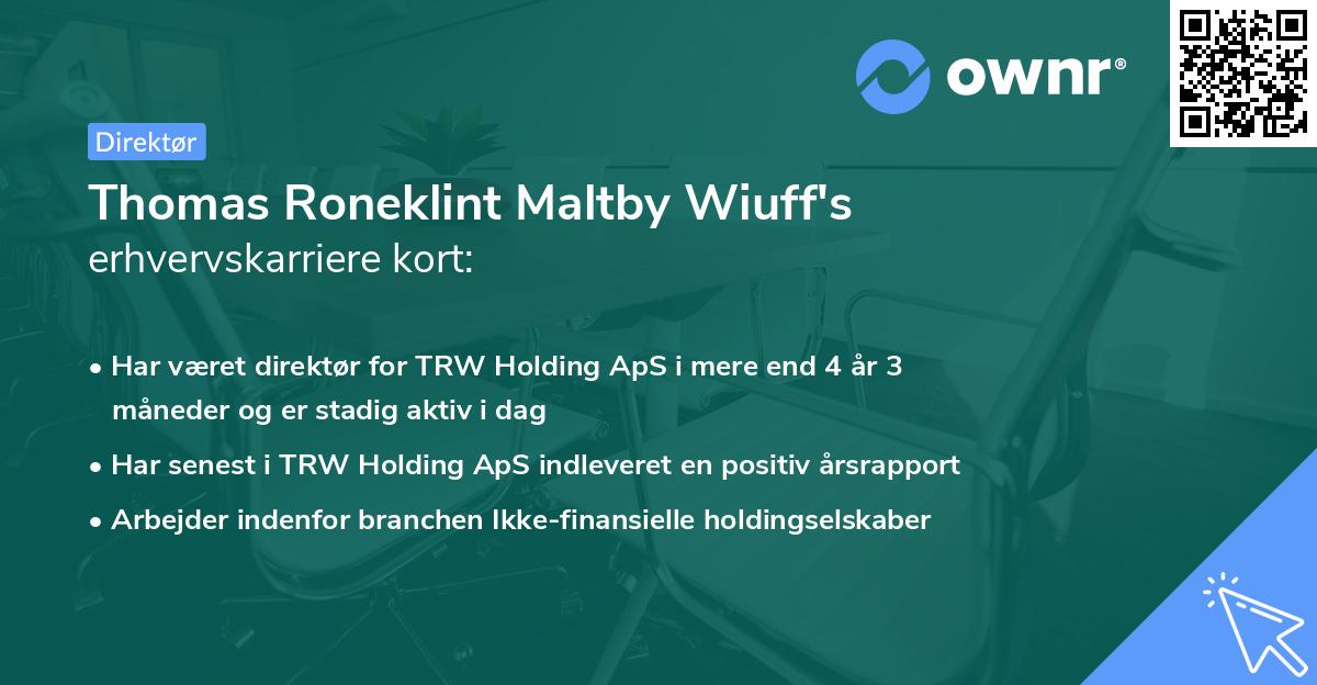 Thomas Roneklint Maltby Wiuff's erhvervskarriere kort
