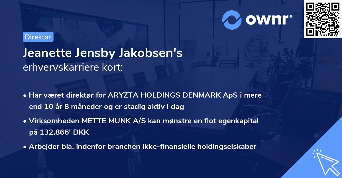 Jeanette Jensby Jakobsen's erhvervskarriere kort