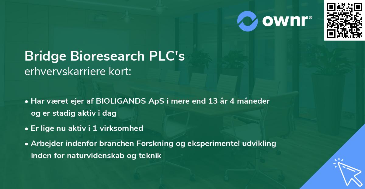 Bridge Bioresearch PLC's erhvervskarriere kort