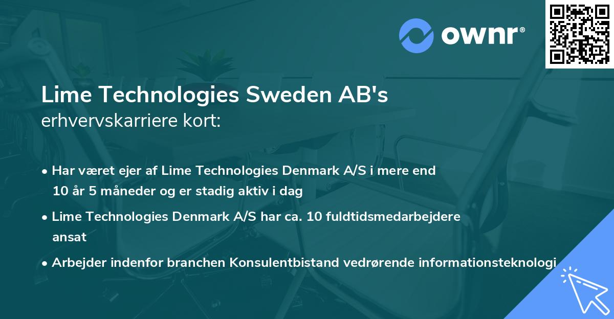 Lime Technologies Sweden AB's erhvervskarriere kort