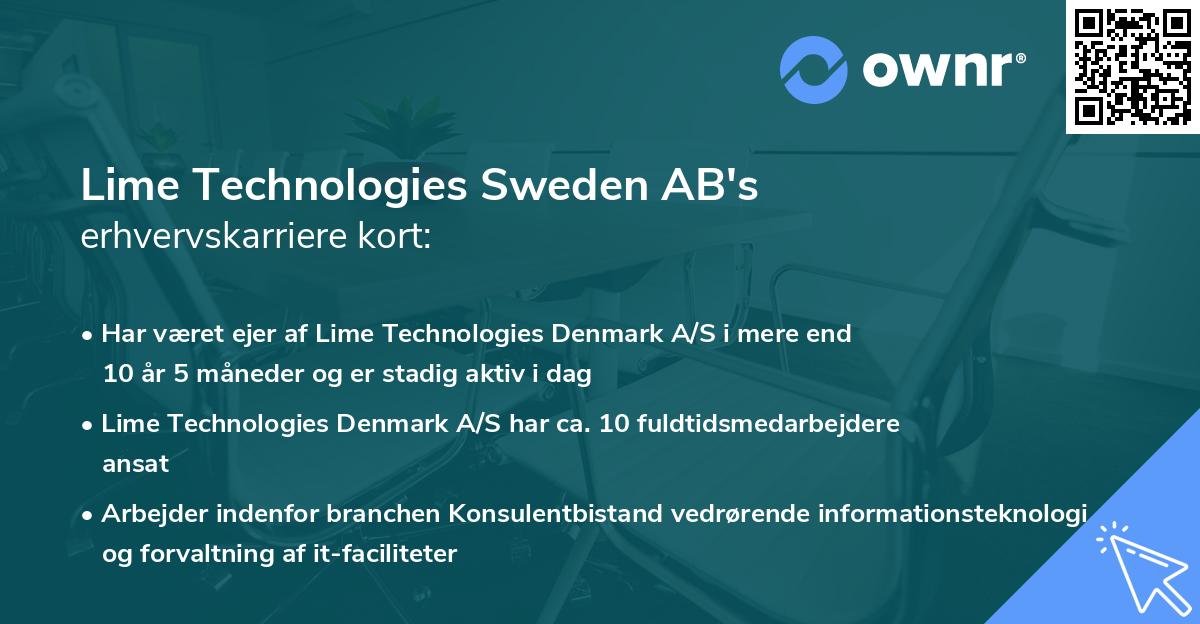 Lime Technologies Sweden AB's erhvervskarriere kort