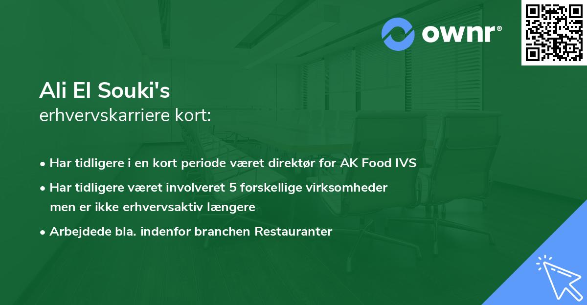 Ali El Souki's erhvervskarriere kort