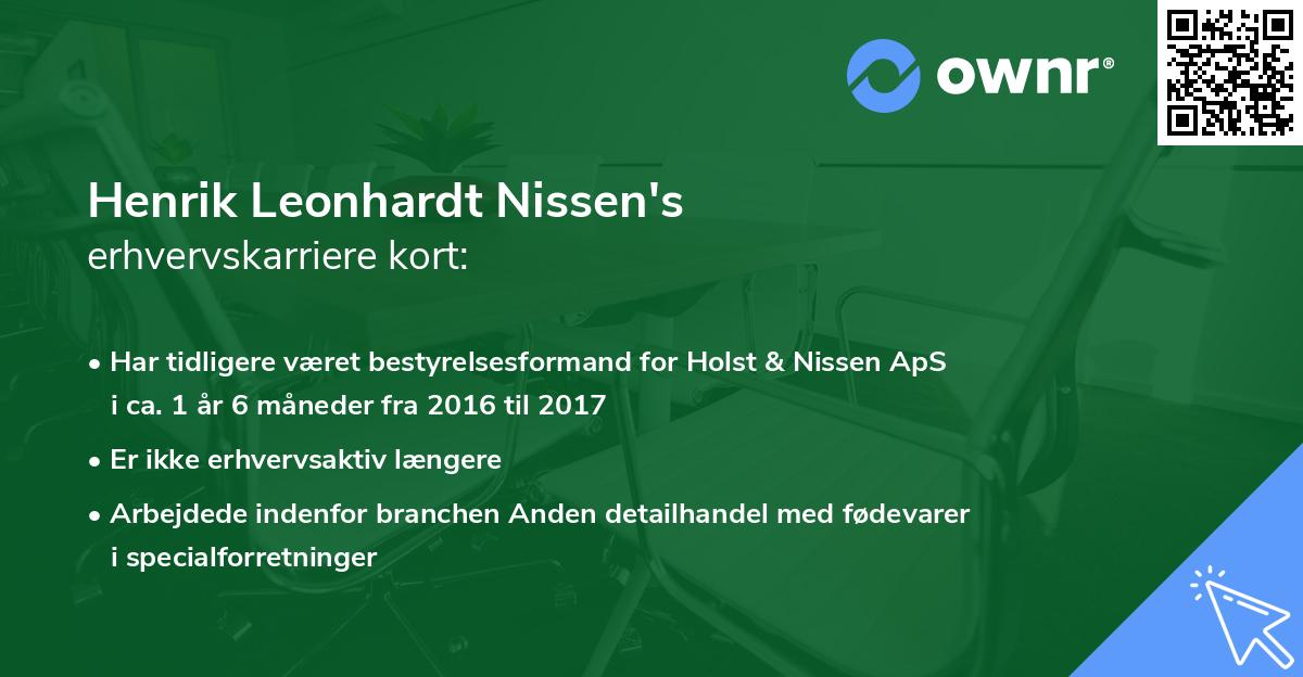 Henrik Leonhardt Nissen's erhvervskarriere kort