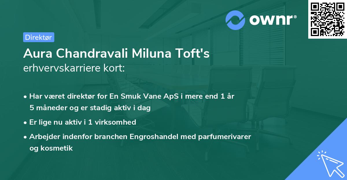 Aura Chandravali Miluna Toft's erhvervskarriere kort