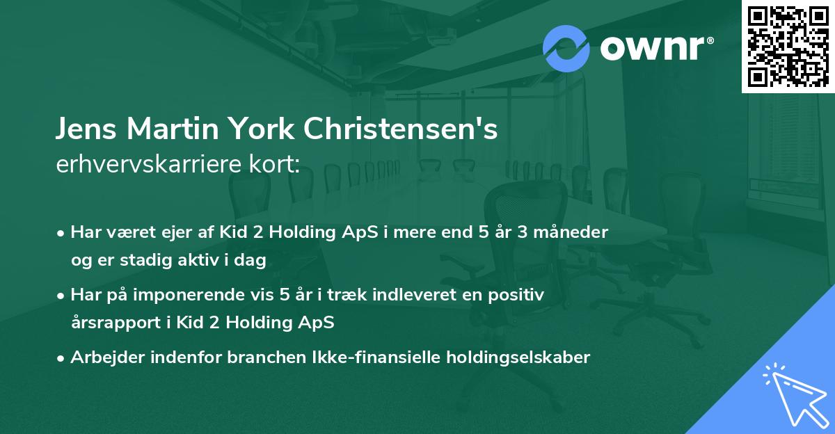 Jens Martin York Christensen's erhvervskarriere kort