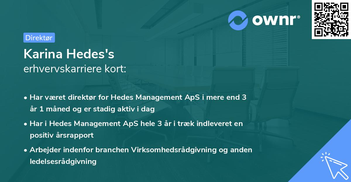Karina Hedes's erhvervskarriere kort