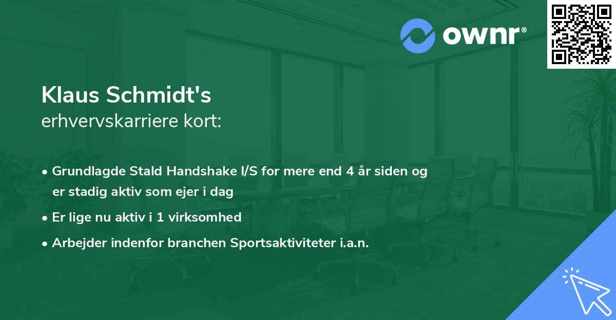 Klaus Schmidt's erhvervskarriere kort