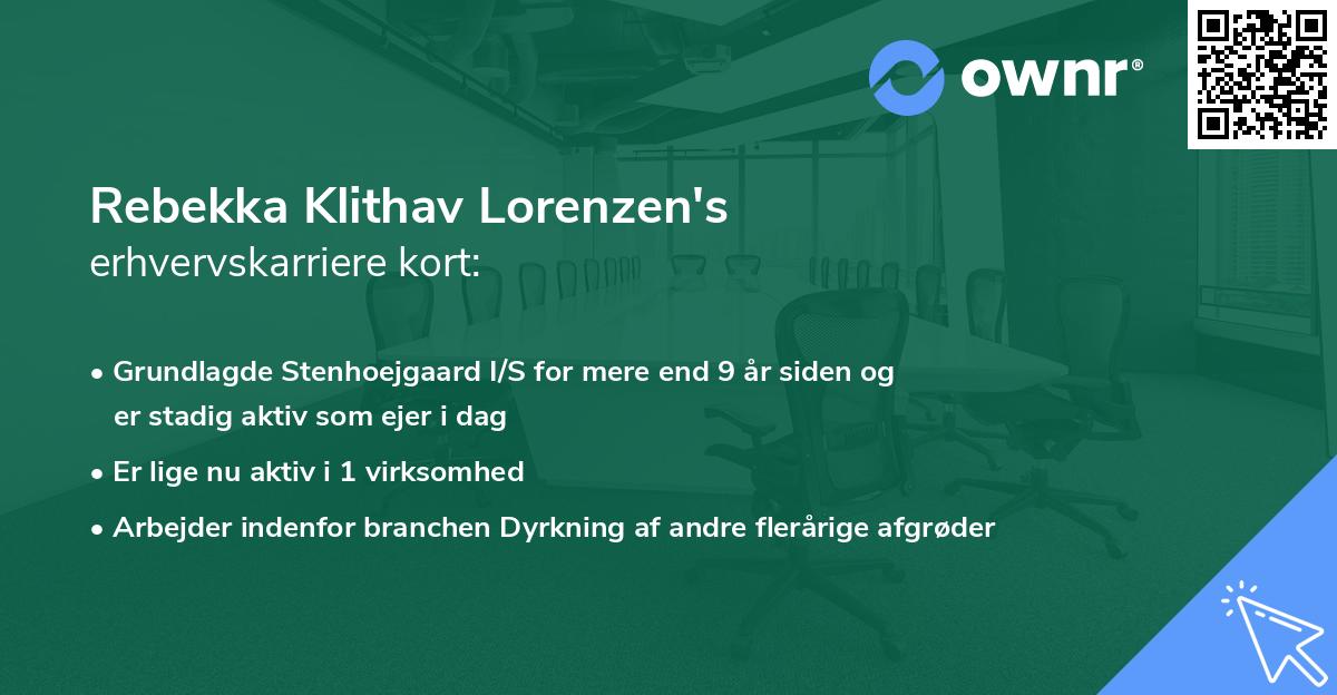 Rebekka Klithav Lorenzen's erhvervskarriere kort