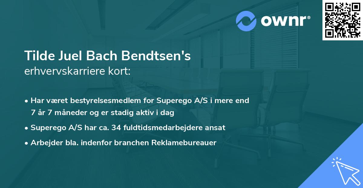 Tilde Juel Bach Bendtsen's erhvervskarriere kort