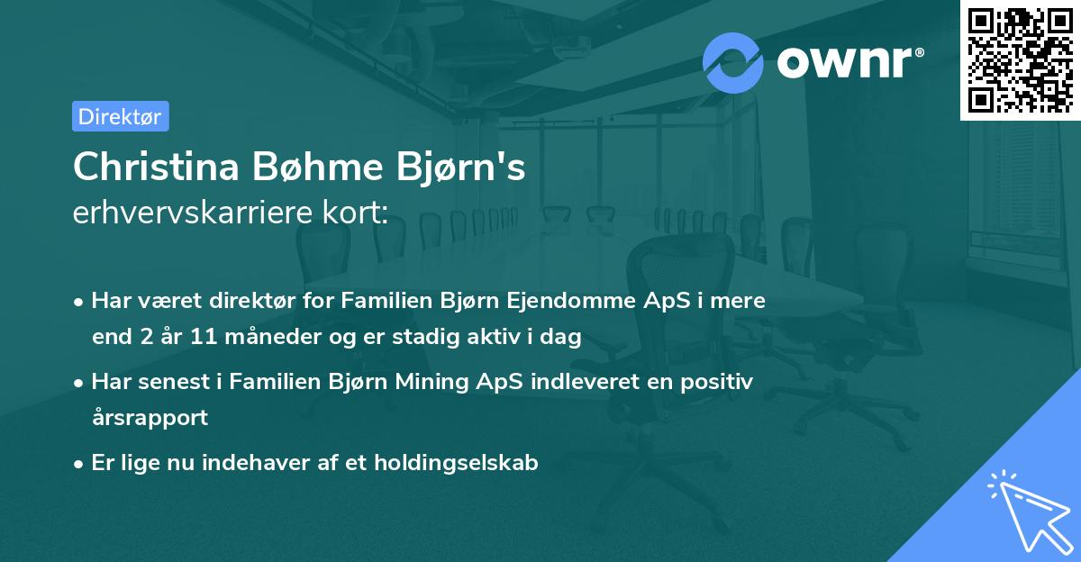 Christina Bøhme Bjørn's erhvervskarriere kort