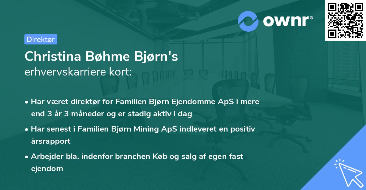 Christina Bøhme Bjørn's erhvervskarriere kort