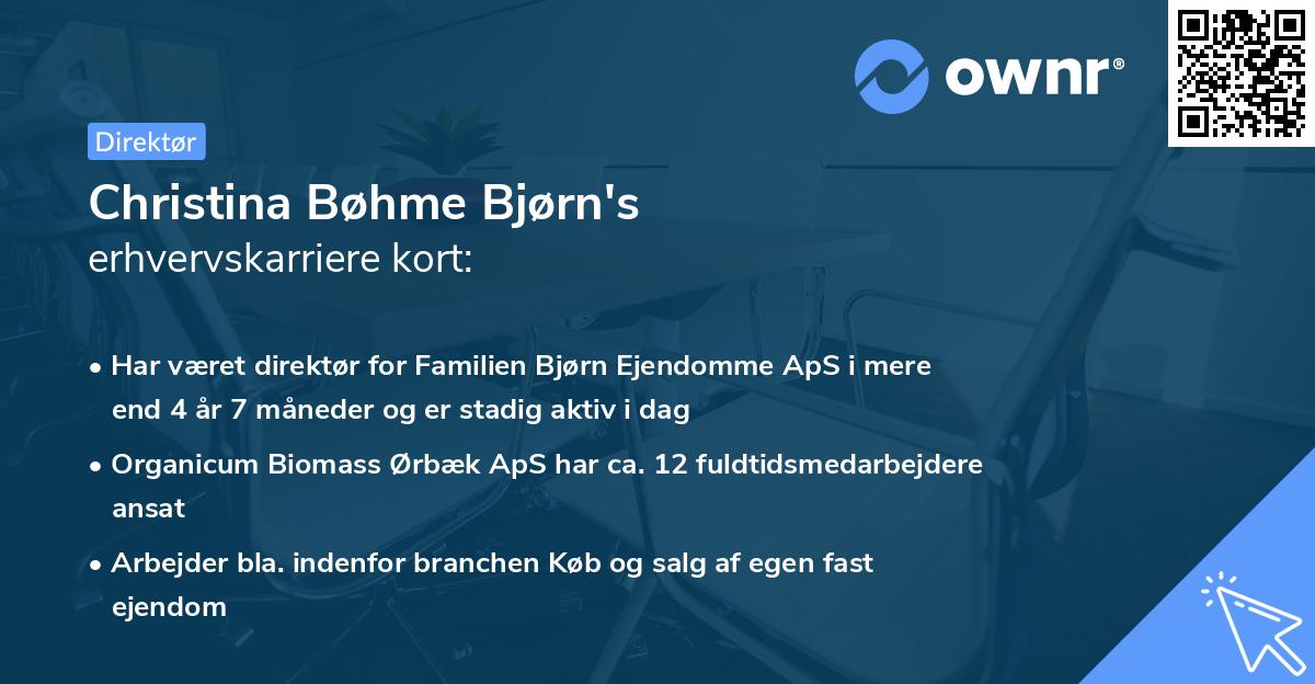 Christina Bøhme Bjørn's erhvervskarriere kort