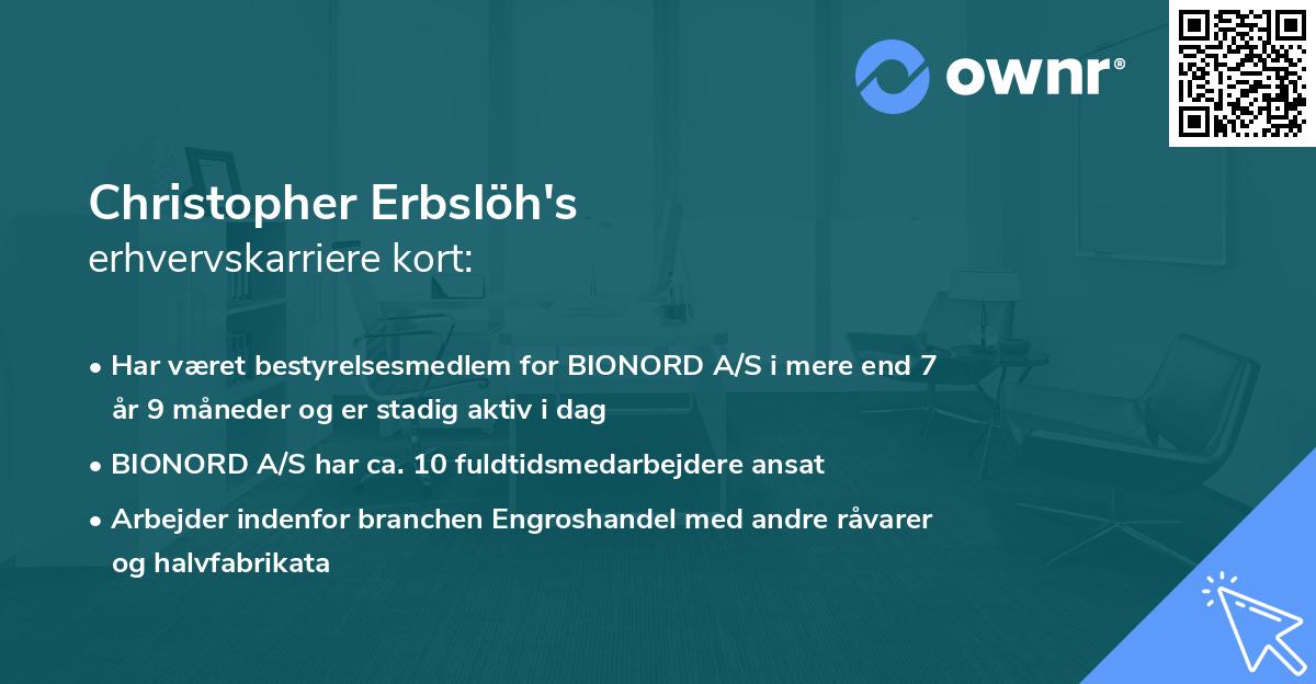 Christopher Erbslöh's erhvervskarriere kort