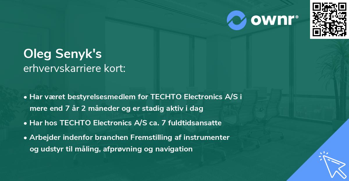 Oleg Senyk's erhvervskarriere kort